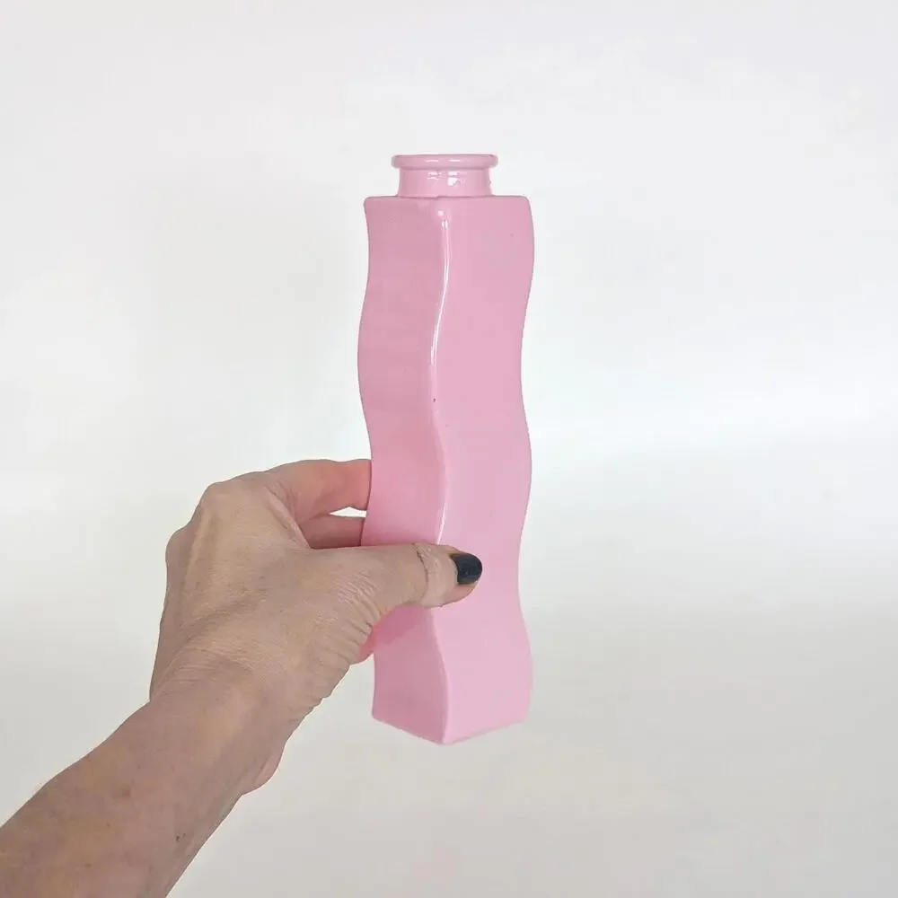 1990s Vintage Ikea Bright Green Skämt Squiggle Vase